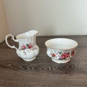 Vintage Royal Albert fine bone china lavender rose cream & sugar dish containers